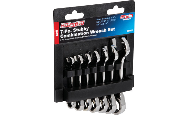 Channellock SAE/Metric 12-Point Stubby Ratcheting Combination Wrench Set (7-Piece)