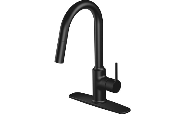 Home Impressions Contemporary Builder Single Handle Lever Pull-Down Kitchen Faucet, Matte Black