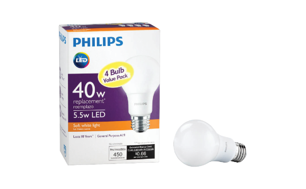 Philips 40W Equivalent A19 Medium LED Light Bulb (4-Pack)